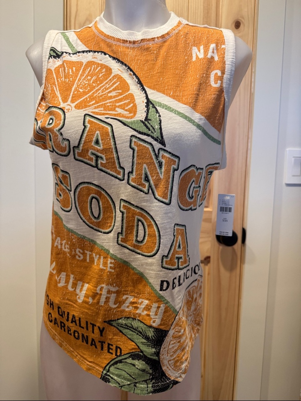 Anthropologie The Vinnie Cotton-Slub Muscle Tee Orange Soda
